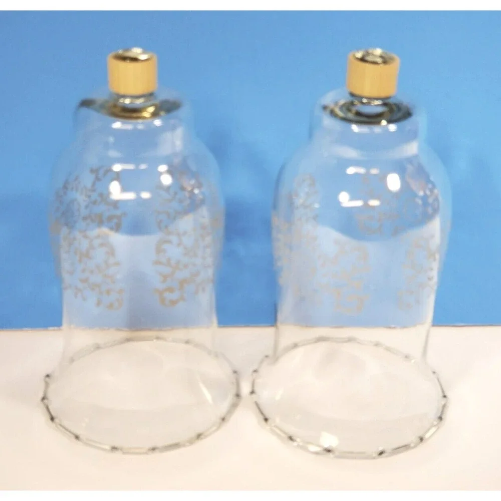 Vintage Votive Cups Etched Floral Glass Peg Candle Home Interiors Set of 2 -F11